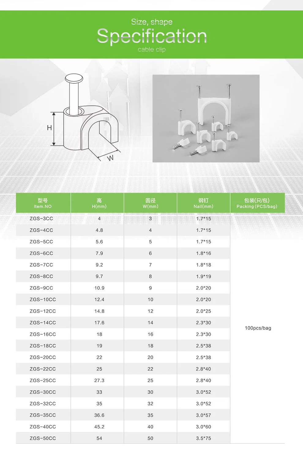 Flat Cable Clips 5 mm