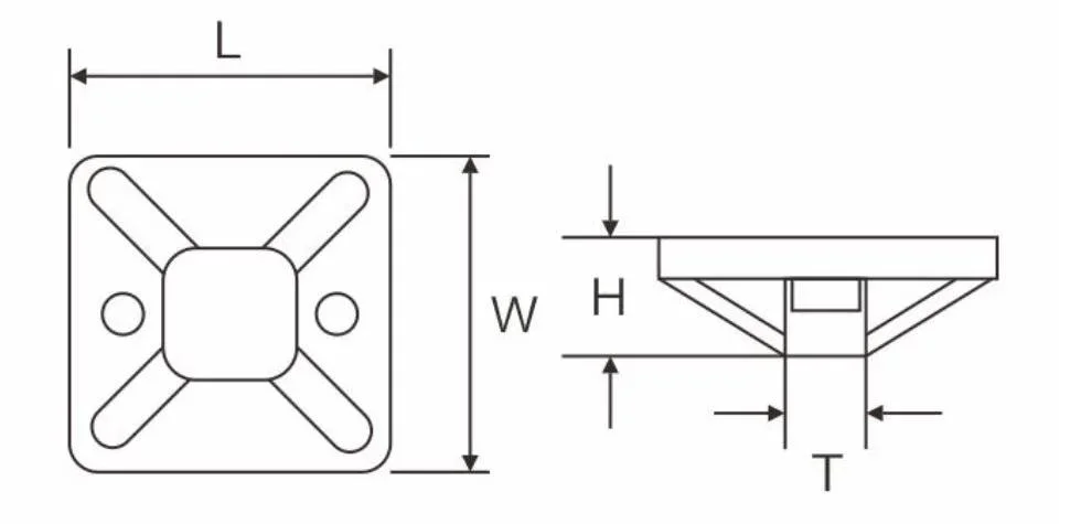 Manufacturer of 20X20-40X40 Cable Tie Base Self Adhesive Wall Mount Cable Tie Mount with ISO